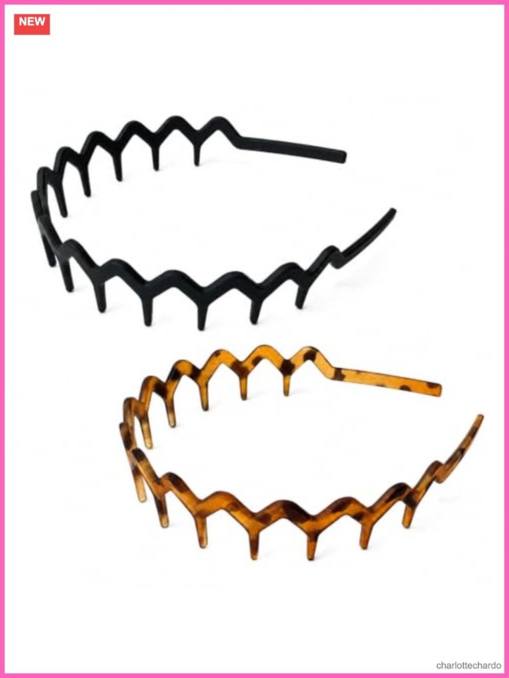 2 Pack Zig Zag Wavy Comb Headbands Plastic Hair Accessories